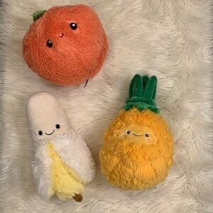 Squishable banana pineapple peach set of 3 fruit plush